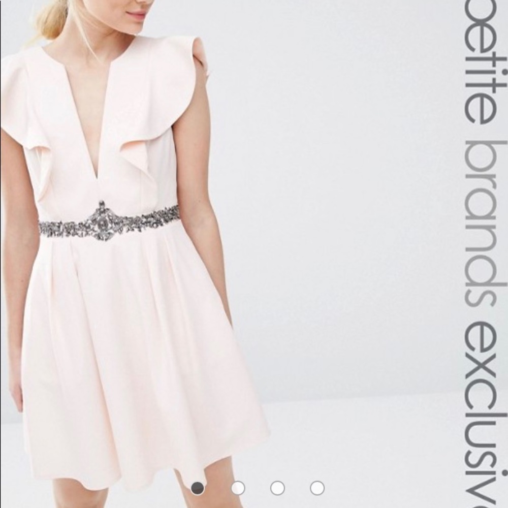 Little Mistress Petite Plunge Skater Pink Mini